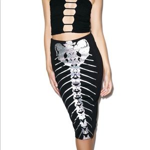 DollsKill Iron First Mermaid Skeleton Pencil Skirt